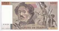 Francia 100 Francs - Delacroix - 1990 - Serial Q.177 - P.154