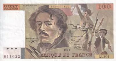 Francia 100 Francs - Delacroix - 1991 - Serial M.204 - P.154