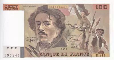 Francia 100 Francs - Delacroix - 1993 - Serial D.214 - P.154