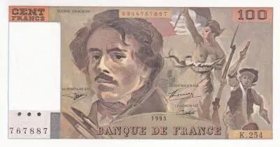 Francia 100 Francs - Delacroix - 1993 - Serial K.254 - P.154
