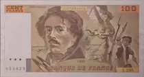 Francia 100 Francs - Delacroix - 1995 - Serial S.295 - Faute inverted watermarrk cut in 2