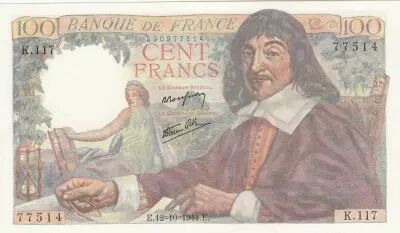 Francia 100 Francs - Descartes - 12-10-1944 - Serial K.117
