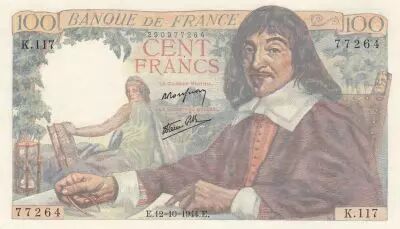 Francia 100 Francs - Descartes - 12-10-1944 - Serial K.117