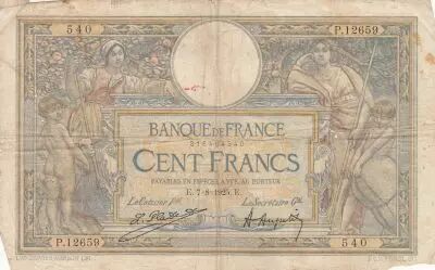 Francia 100 Francs - Luc Olivier Merson - 07-08-1925 - Serial P.12659