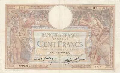 Francia 100 Francs - Luc Olivier Merson - 13-04-1939 - Serial B.66253