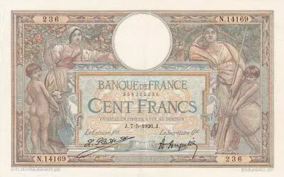 Francia 100 Francs - Luc Olivier Merson - 17-07-1926 - Serial F.14825