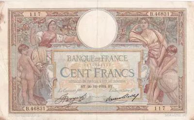 Francia 100 Francs - Luc Olivier Merson - 20-12-1934 - Serial B.46831