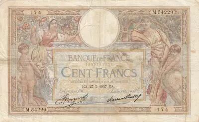 Francia 100 Francs - Luc Olivier Merson - 27-05-1937 - Serial M.54229