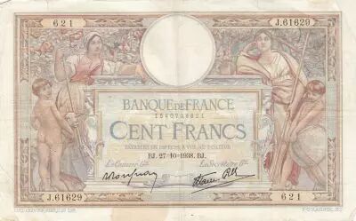 Francia 100 Francs - Luc Olivier Merson - 27-10-1938 - Serial J.61629