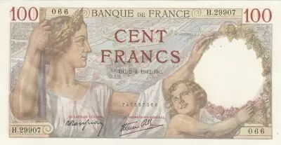 Francia 100 Francs - Sully - 02-04-1942 - Serial H.29907
