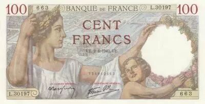 Francia 100 Francs - Sully - 02-04-1942 - Serial L.30197