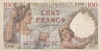 Francia 100 Francs - Sully - 08-02-1940 - Serial K.7082 - P.94