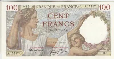 Francia 100 Francs - Sully - 09-01-1941 - Serial A.17737