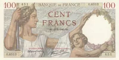 Francia 100 Francs - Sully - 11-01-1940- Serial O.6513