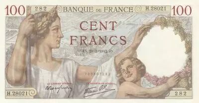 Francia 100 Francs - Sully - 12-02-1942 - Serial H.28021