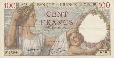 Francia 100 Francs - Sully - 18-12-1941 - Serial W.27298