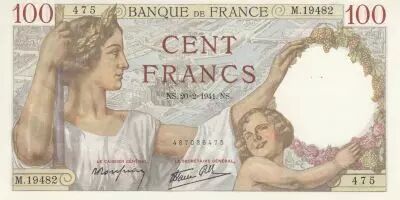 Francia 100 Francs - Sully - 20-02-1941 - Serial M.19482