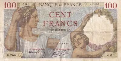 Francia 100 Francs - Sully - 22-06-1939 - Serial G.255 - P.94