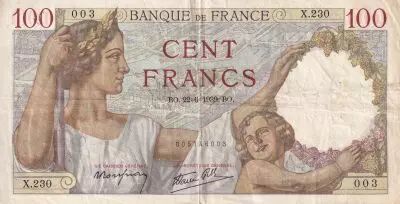 Francia 100 Francs - Sully - 22-06-1939 - Serial X.230 - VF - P.94