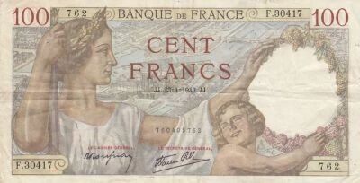 Francia 100 Francs - Sully - 23-04-1942 - Series F.30417