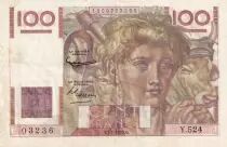 Francia 100 Francs - Young farmer - 02-01-1953 - Serial Y.524 - P.128