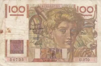 Francia 100 Francs - Young farmer - 02-12-1948 - Serial U.270