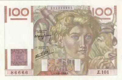 Francia 100 Francs - Young farmer - 03-10-1946 - Serial Z.101
