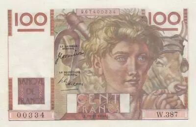 Francia 100 Francs - Young farmer - 16-11-1950 - Serial W.387