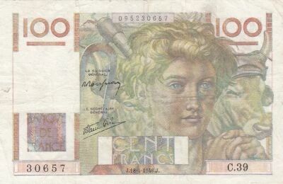 Francia 100 Francs - Young Peasant - 18-04-1946 - Series C.39