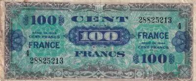 Francia 100 Francs Allied Military Currency - 1944 - Serial 4 - 28825213