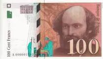 Francia 100 Francs Cezanne - 1997 A000001782 small serial number