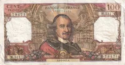 Francia 100 Francs Corneille - 04.02.1971 - Serial H.521