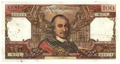 Francia 100 Francs Corneille - 07.12.1967 - Serial W.275 - F.65.19