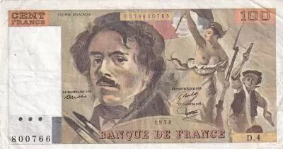 Francia 100 Francs Delacroix - 1978 - Serial D.4 - Fay.69.1c