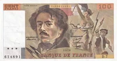 Francia 100 Francs Delacroix - 1978 - Serial D.7 - Fay.69.1d