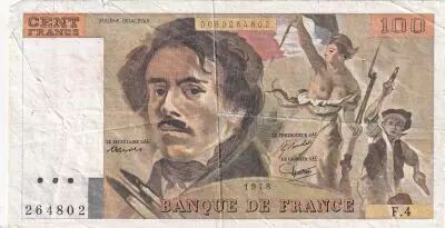 Francia 100 Francs Delacroix - 1978 - Serial F.4 - Fay.69.1c