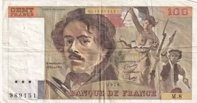 Francia 100 Francs Delacroix - 1978 - Serial M.8 - Fay.69.1f