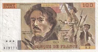 Francia 100 Francs Delacroix - 1978 - Serial N.3 - Fay.69.1b