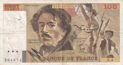 Francia 100 Francs Delacroix - 1978 - Serial N.4 - Fay.69.1c