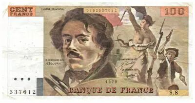 Francia 100 Francs Delacroix - 1978 Serial S.8 - Large watermark - VF