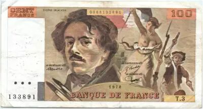 Francia 100 Francs Delacroix - 1978 Serial T.3 - P.153 - F+