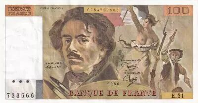 Francia 100 Francs Delacroix - 1980 - Serial E.31
