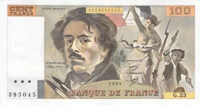 Francia 100 Francs Delacroix - 1980 Serial G.23 - XF