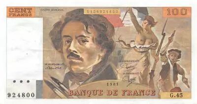 Francia 100 Francs Delacroix - 1981 Serial G.45 - XF