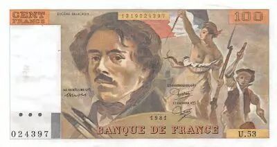 Francia 100 Francs Delacroix - 1981 Serial U.53 - XF