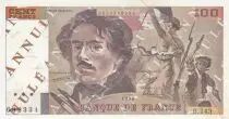 Francia 100 Francs Delacroix - 1990 - Serial B.143 - Cancelled Testnote - VF