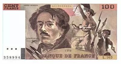 Francia 100 Francs Delacroix - 1990 - Serial L.165 - Fay.69bis.02b