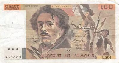Francia 100 Francs Delacroix - 1991 Serial L.204 - VF