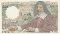 Francia 100 Francs Descartes - 20-07-1944 Serial R.104 - aUNC