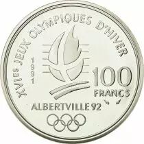 Francia 100 Francs JO Albertville - Ice Hockey - 1991 - Proof - with certificate